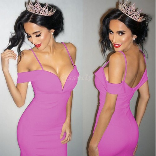 Sweetheart Strappy Off Shoulder Bodycon Midi Dress